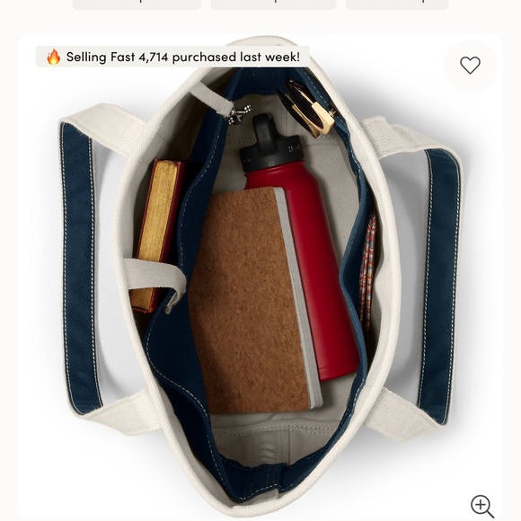 Lands' End Natural and Navy Tote Bag - Picture 3 of 4